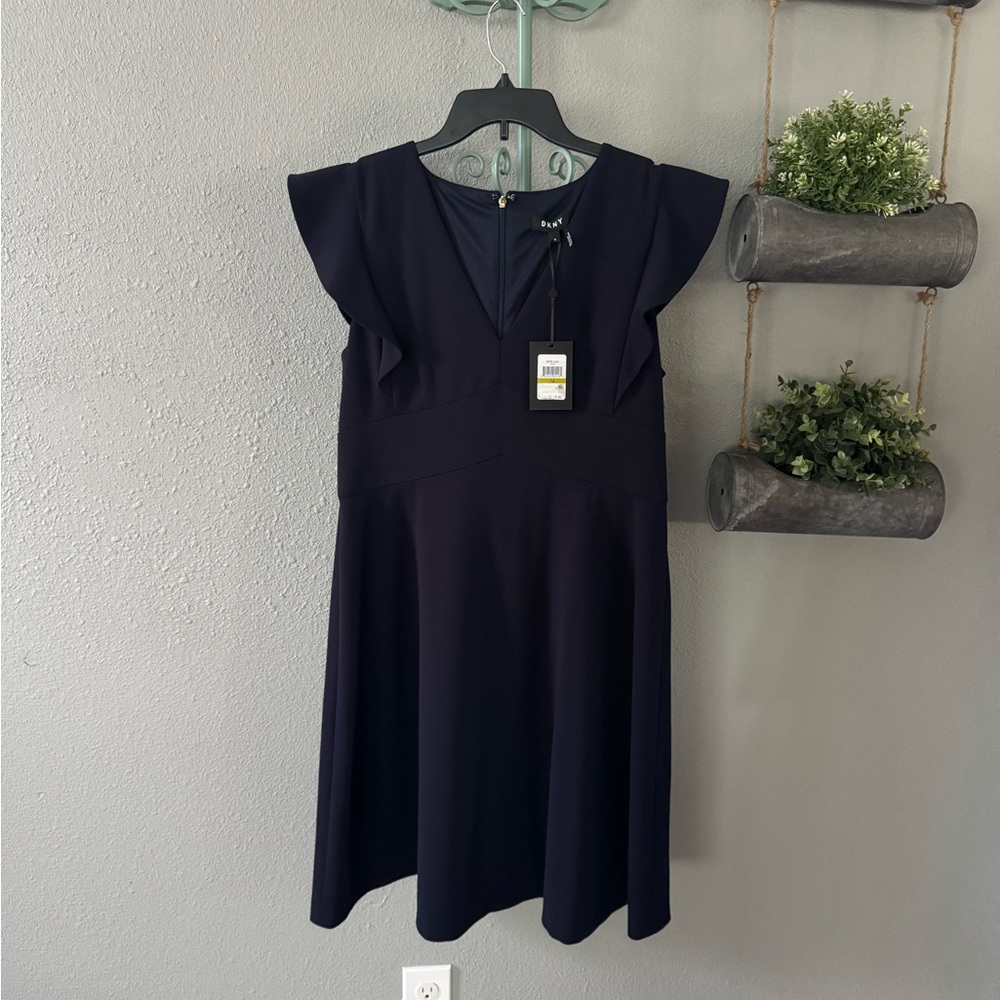 DKNY Midnight Blue Midi Dress size 14 NWT